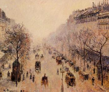 Camille Pissarro : Boulevard Montmartre, Morning, Sunlight and Mist